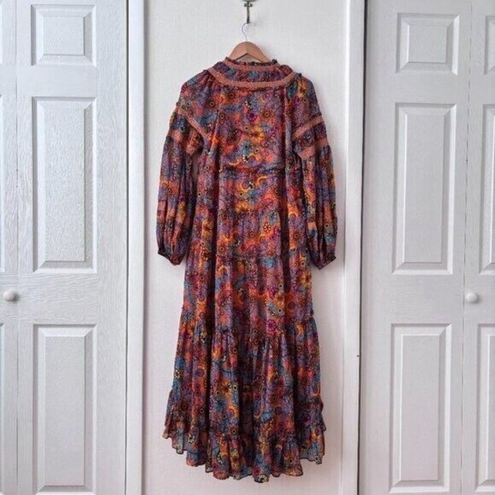 Free People Cassis Printed Pleated Chiffon Maxi Dress - Picture 9 of 10